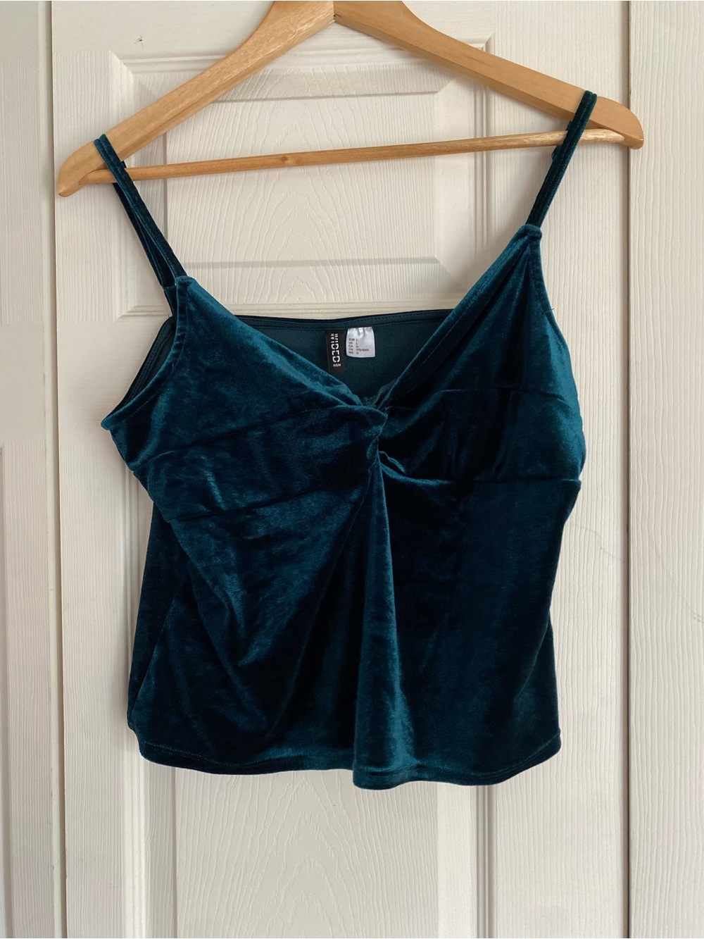 h&m green velour cropped style tank size large